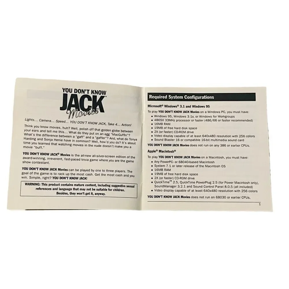 10/$25🦋 You Don't Know Jack: Movies PC Game